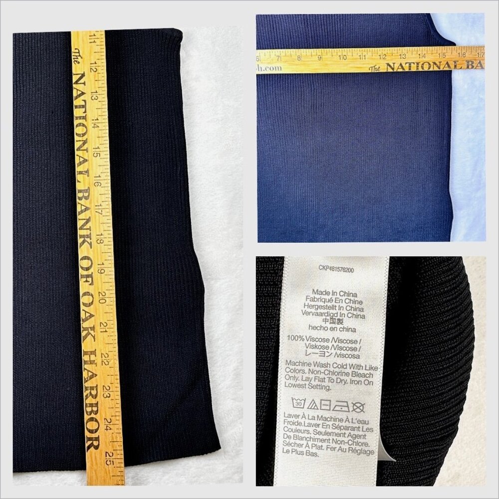 Madewell Square Neck Ribbed Tank Top Black XL Viscose Knit NWT Minimalist - Picture 9 of 10